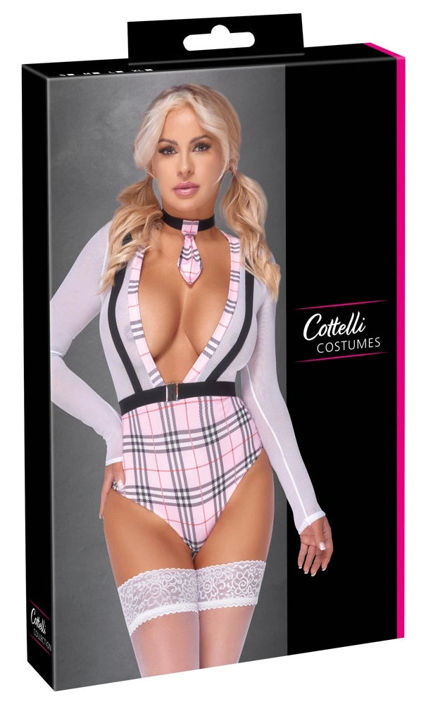 Cottelli Costumes - Kostium Szkolny Krata Body M z Długim Rękawem