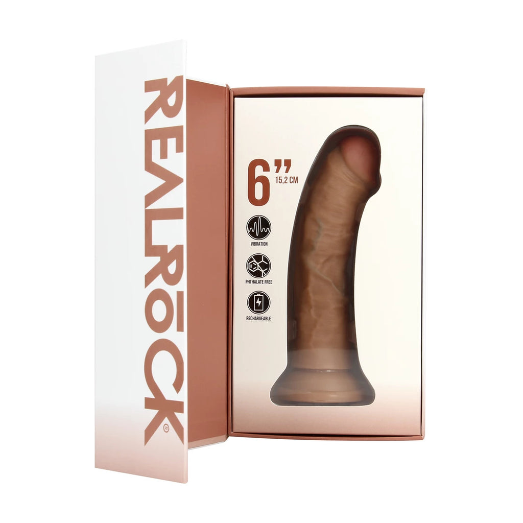 RealRock Shots Model Wibrujący Zakrzywiony 15,5 cm Tan Elastyczny