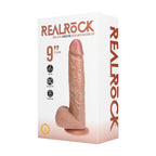 RealRock Model Wibrujący Prosty z Jądrami 23 cm Tan Mocna Przyssawka