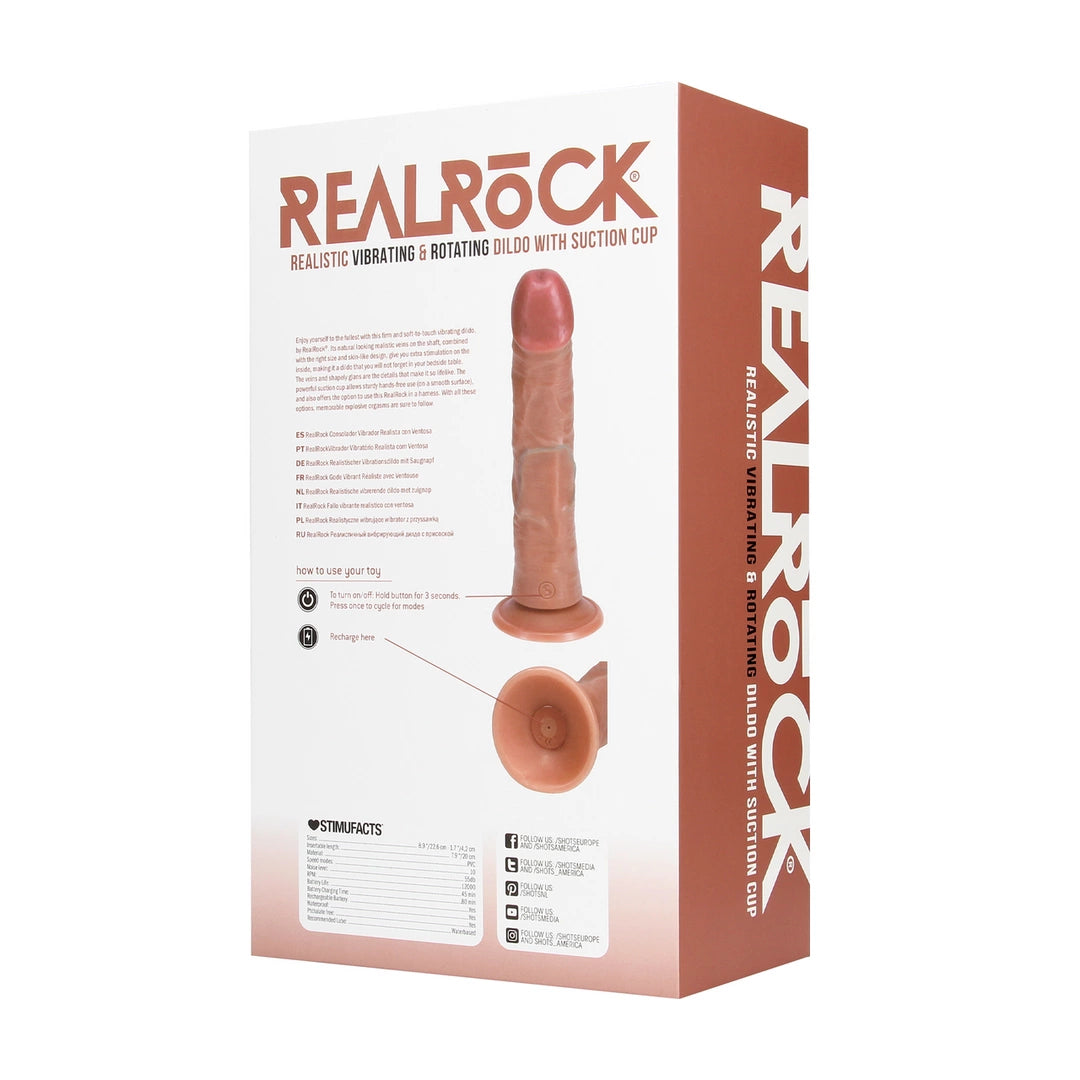 RealRock Tan 8" - Wibrujący model obrotowy z przyssawką 20,5 cm