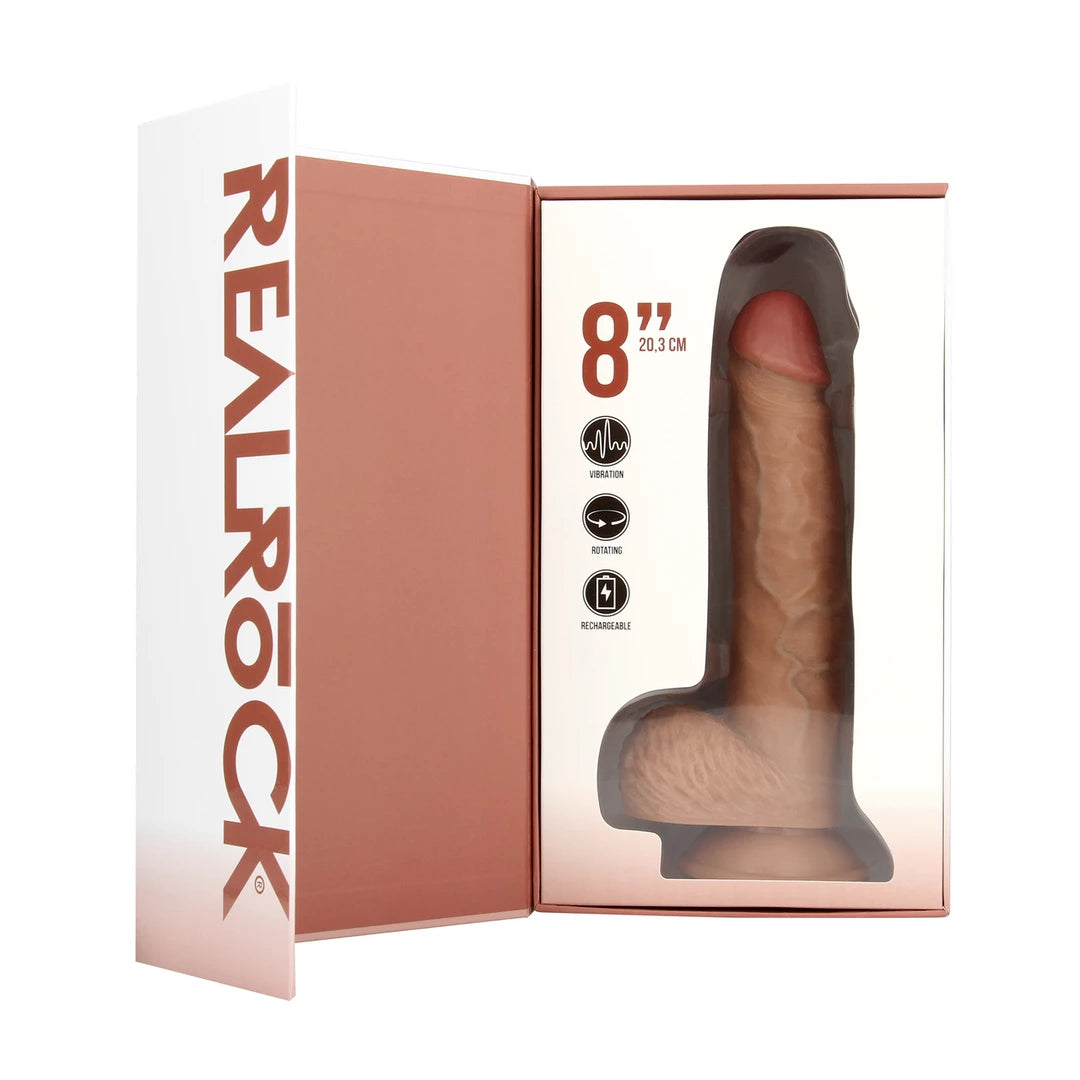 RealRock Tan 8" 20,5 cm model z systemem wibracji i przyssawką