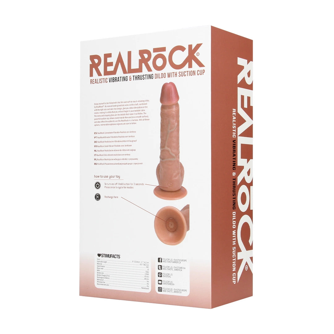 RealRock Classic Tan 20,5 cm - model z wibracją i przyssawką